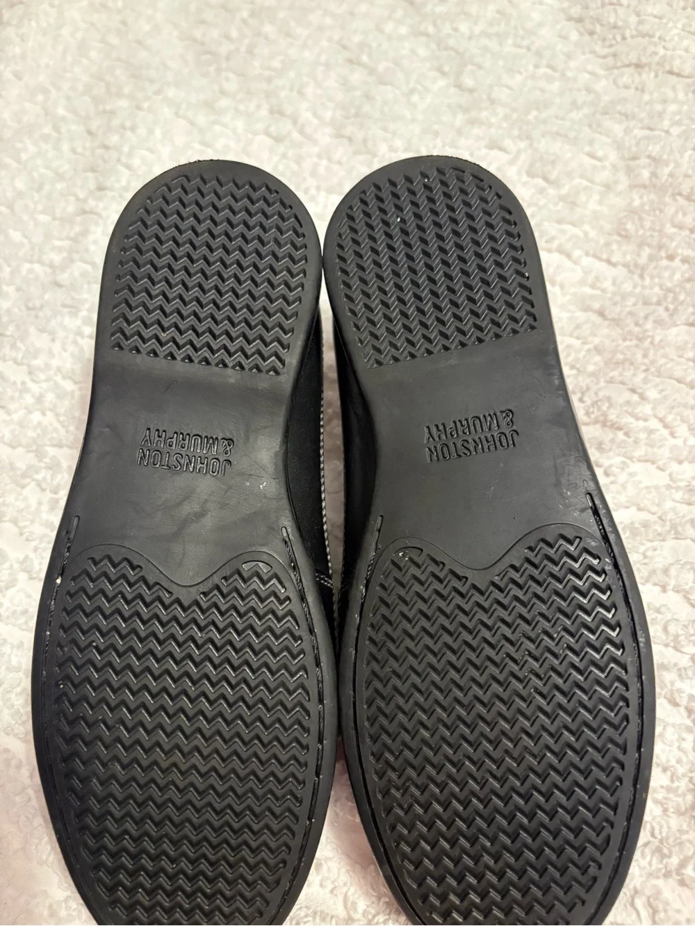 Johnston & Murphy Black Leather Kids Slip-On Loafers